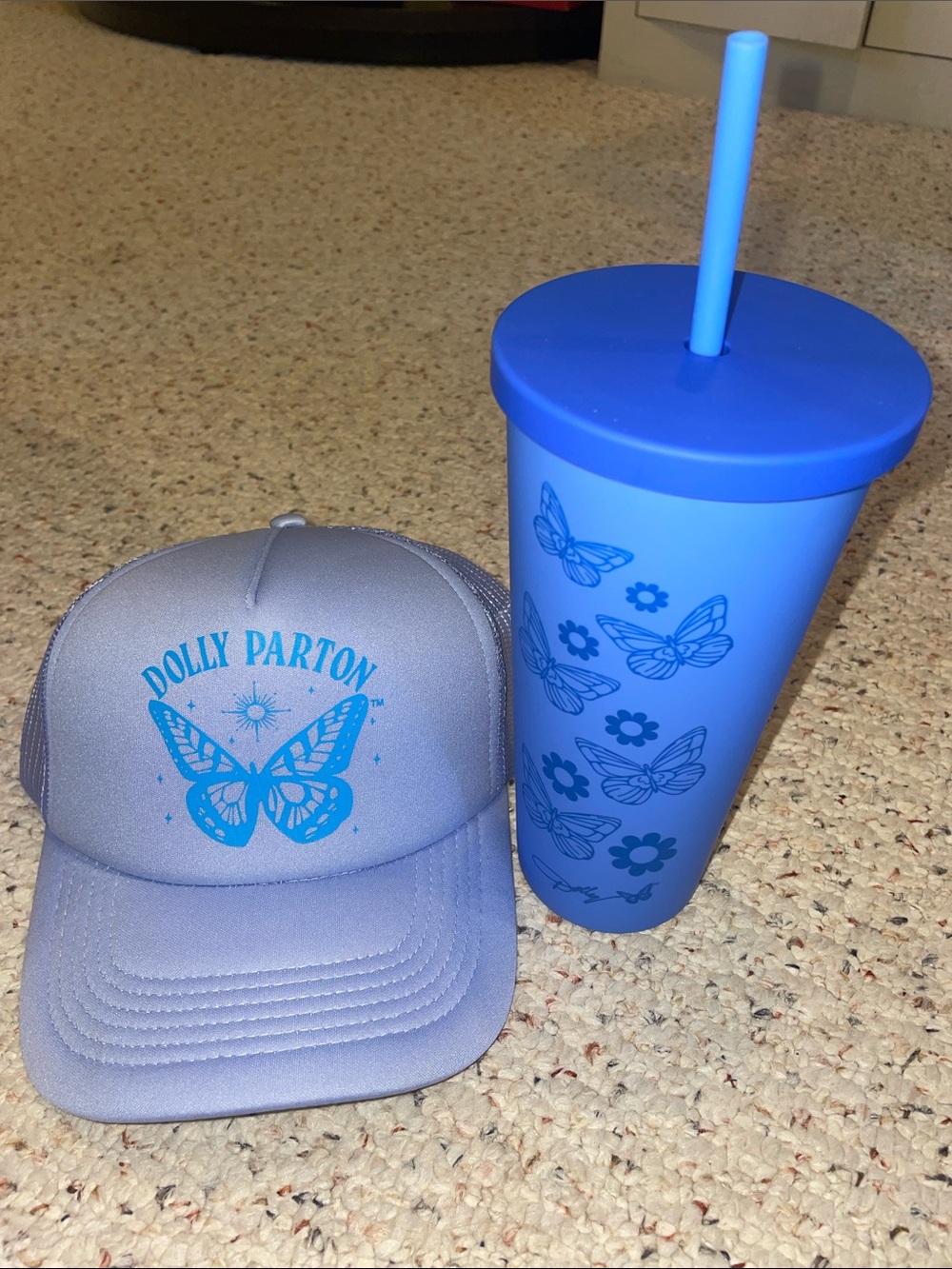 Dolly Parton Butterfly Trucker Hat and Tumbler Set